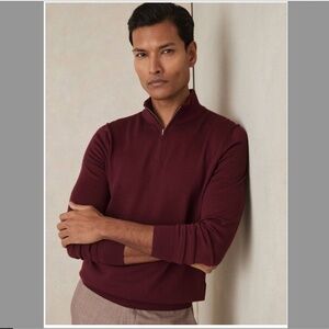 REISS Men's Half-Zip Merino Wool Pullover Sweater EUC/sz M